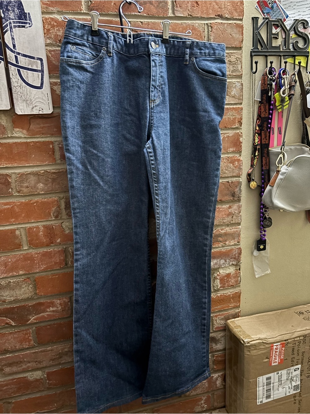 J. Jill Dark Blue Denim Boot Cut Jeans stretch 14 authentic fit below waist